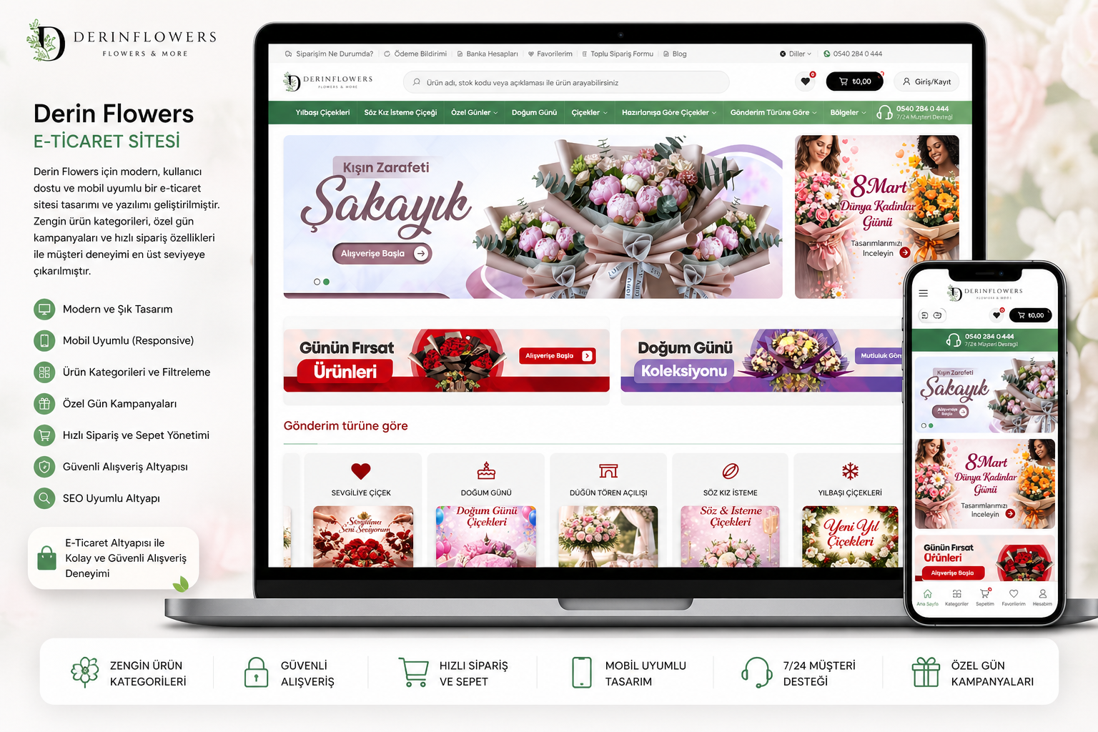 Derin Flowers E-Ticaret Web Sitesi