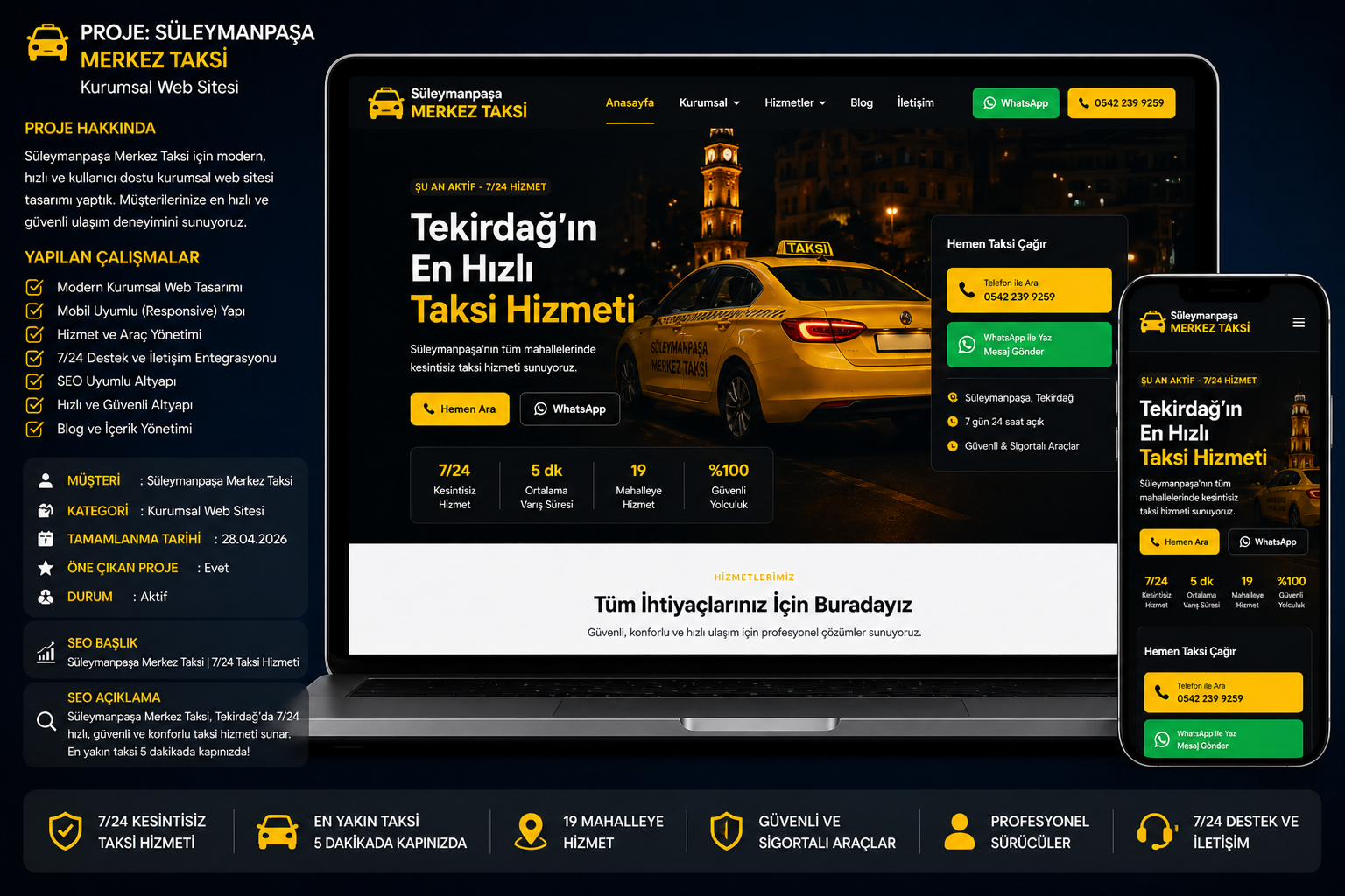 Süleymanpaşa Merkez Taksi Web Sitesi