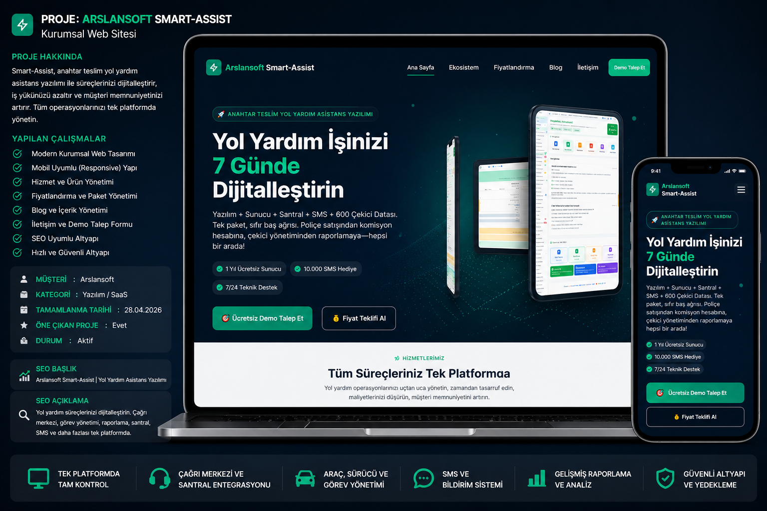 ArslanSoft Yol Yardım Yazılımı Web Sitesi